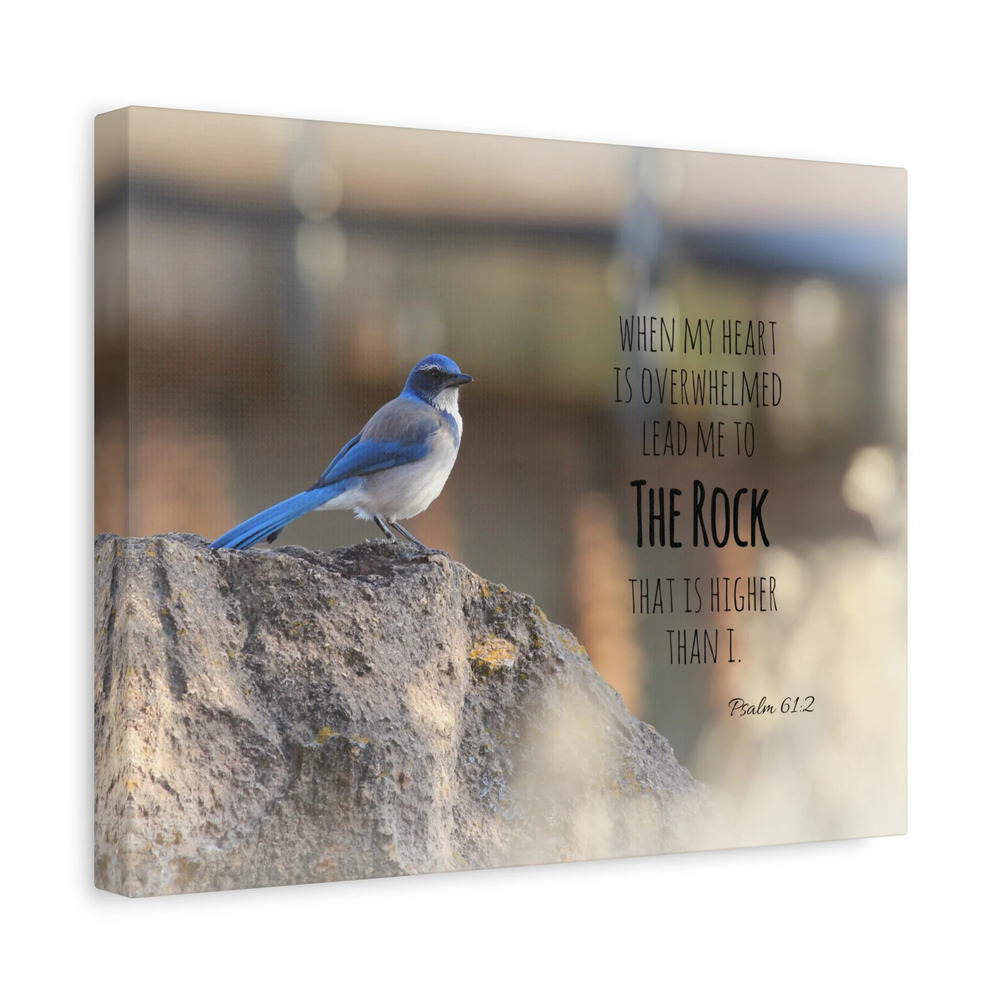 Scripture Canvas Higher Than I Psalm 61:2 Christian Wall Art Bible Verse Print